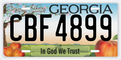 GA license plate CBF4899
