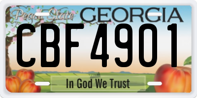 GA license plate CBF4901