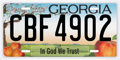 GA license plate CBF4902