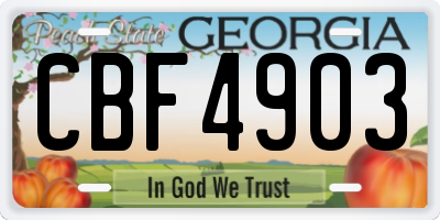 GA license plate CBF4903