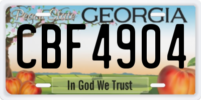 GA license plate CBF4904