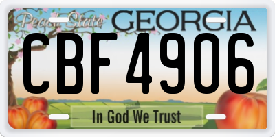 GA license plate CBF4906