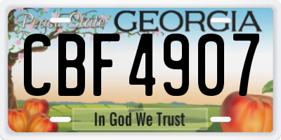 GA license plate CBF4907