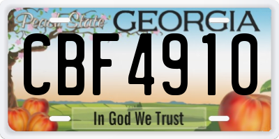 GA license plate CBF4910