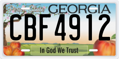 GA license plate CBF4912