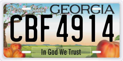 GA license plate CBF4914
