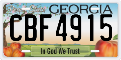 GA license plate CBF4915