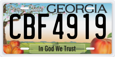 GA license plate CBF4919