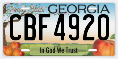 GA license plate CBF4920