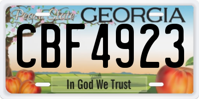 GA license plate CBF4923