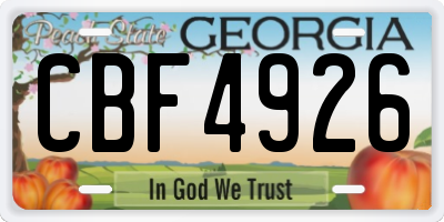 GA license plate CBF4926