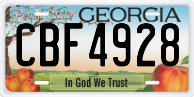GA license plate CBF4928