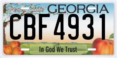 GA license plate CBF4931