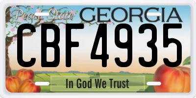 GA license plate CBF4935