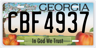 GA license plate CBF4937