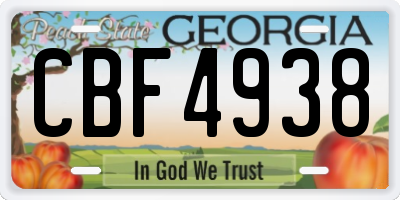 GA license plate CBF4938