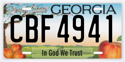 GA license plate CBF4941