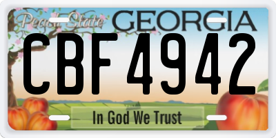 GA license plate CBF4942
