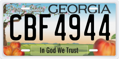 GA license plate CBF4944