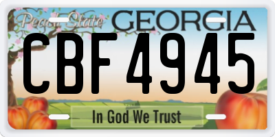GA license plate CBF4945