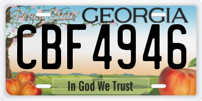 GA license plate CBF4946