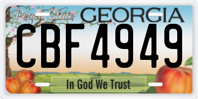 GA license plate CBF4949