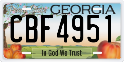 GA license plate CBF4951