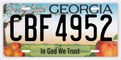 GA license plate CBF4952
