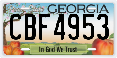 GA license plate CBF4953