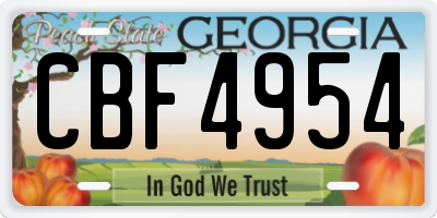 GA license plate CBF4954