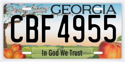 GA license plate CBF4955