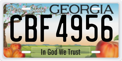 GA license plate CBF4956