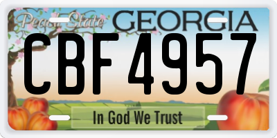 GA license plate CBF4957