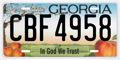 GA license plate CBF4958