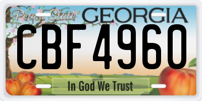 GA license plate CBF4960