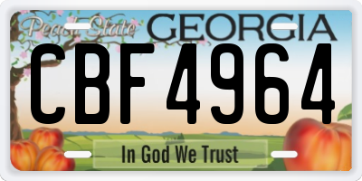 GA license plate CBF4964