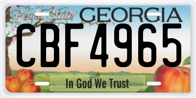 GA license plate CBF4965