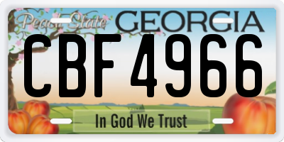 GA license plate CBF4966