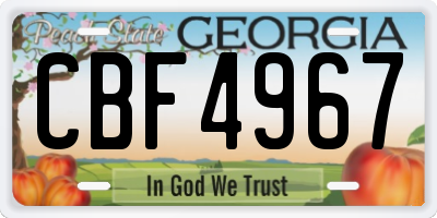 GA license plate CBF4967