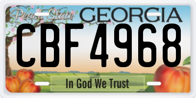 GA license plate CBF4968