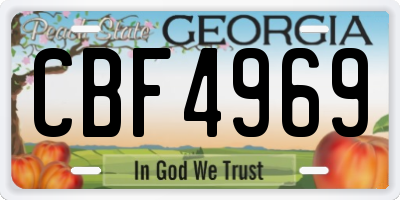 GA license plate CBF4969