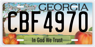 GA license plate CBF4970