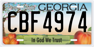 GA license plate CBF4974