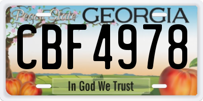 GA license plate CBF4978