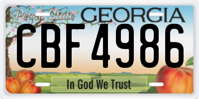 GA license plate CBF4986