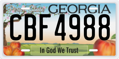 GA license plate CBF4988