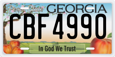 GA license plate CBF4990