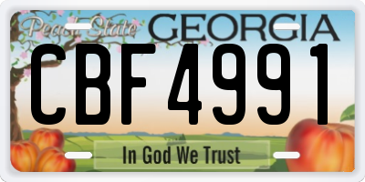 GA license plate CBF4991
