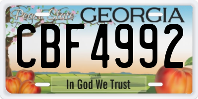 GA license plate CBF4992