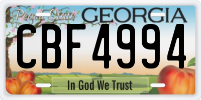 GA license plate CBF4994